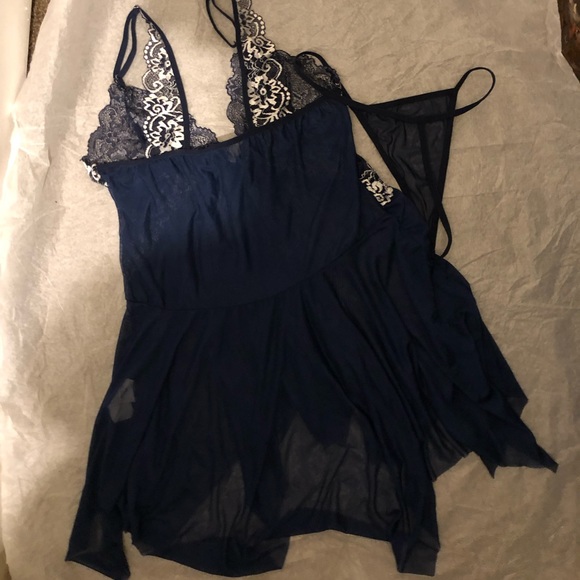 Lingerie for Women Front Closure Babydoll Lace Chemise V Neck Mesh Sleepwear NWT - Picture 6 of 7